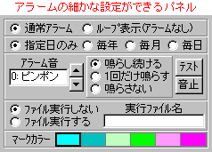 アラーム条件設定パネル