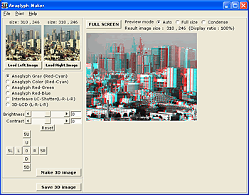 アナグリフ画像作成ソフト 赤青メガネ用 ３ｄ液晶用 立体視画像作成ソフト Stereoeye